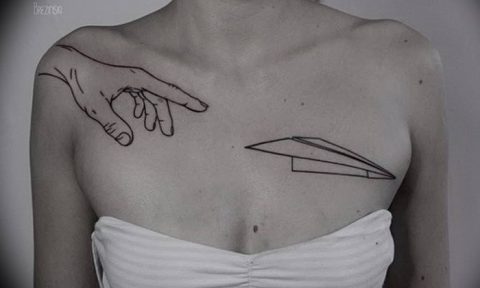 Photo tattoo paper airplane 16.10.2018 №070 - an example of a tattoo design - tattoovalue.net