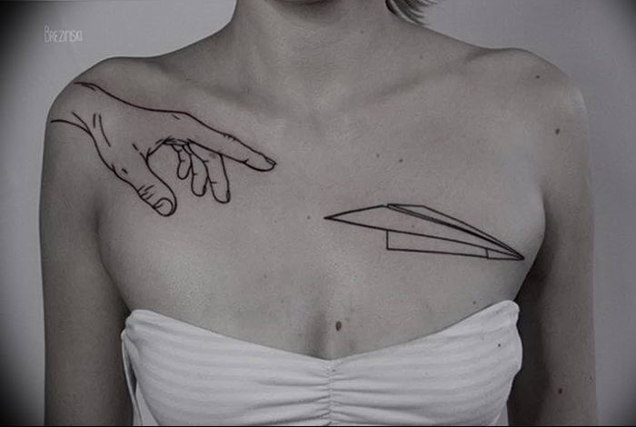 Photo tattoo paper airplane 16.10.2018 №070 - an example of a tattoo design - tattoovalue.net
