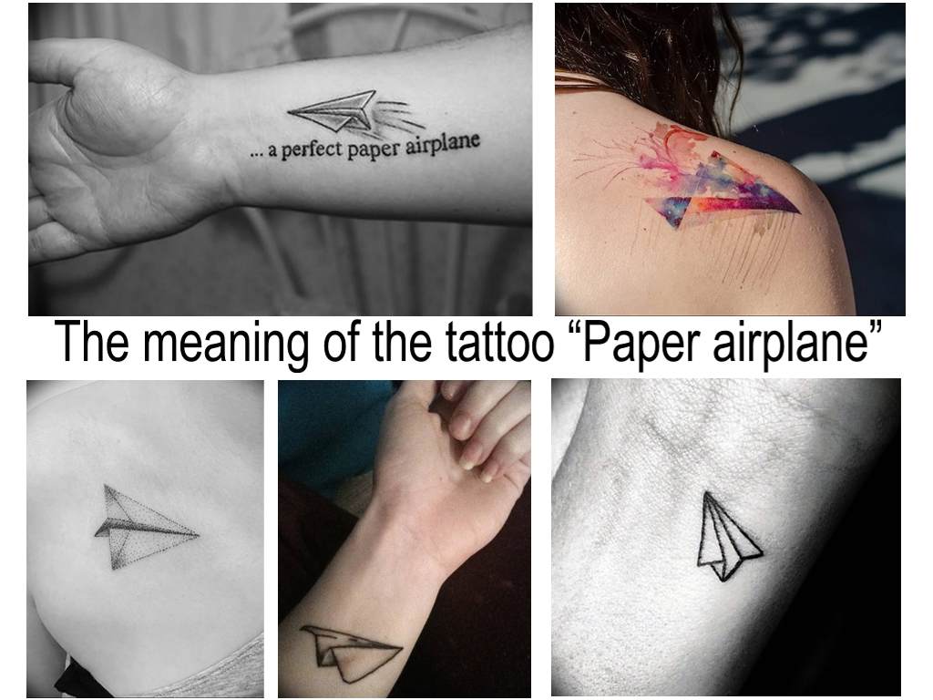 The meaning of the tattoo Paper airplane - a collection of interesting tattoo designs on the photo
