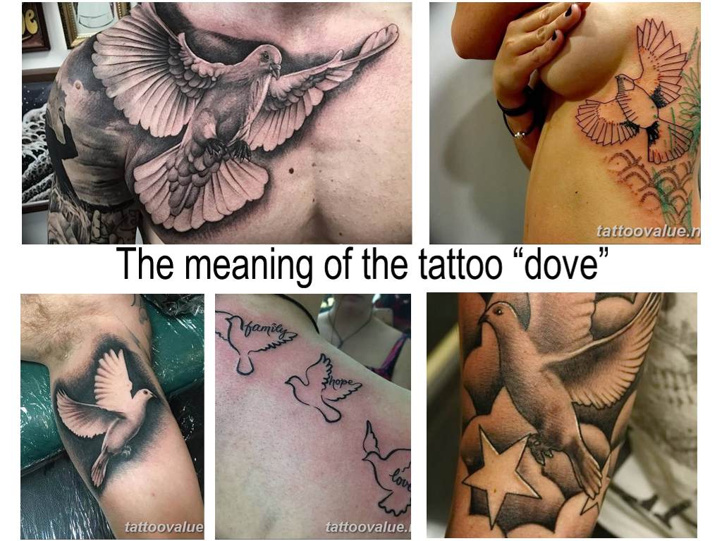 The meaning of the tattoo “dove”: history, photo drawings, sketches, facts