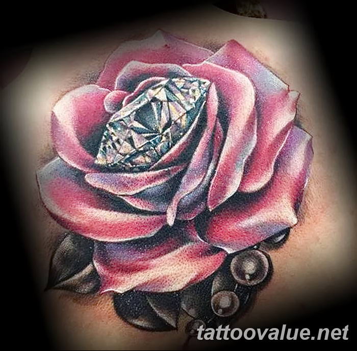 Realistic Rose and Diamond Tattoo by Capone TattooNOW