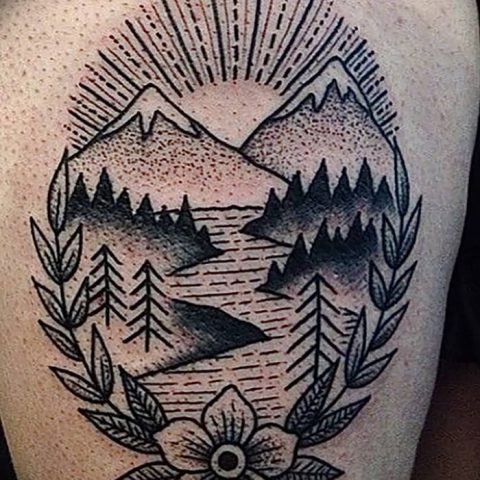 The meaning of the tattoo “mountain”: history, photo drawings, sketches ...