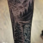 mountain tattoo photo 29.11.2018 №082 - example of a tattoo with a mountain - tattoovalue.net