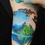 mountain tattoo photo 29.11.2018 №120 - example of a tattoo with a mountain - tattoovalue.net