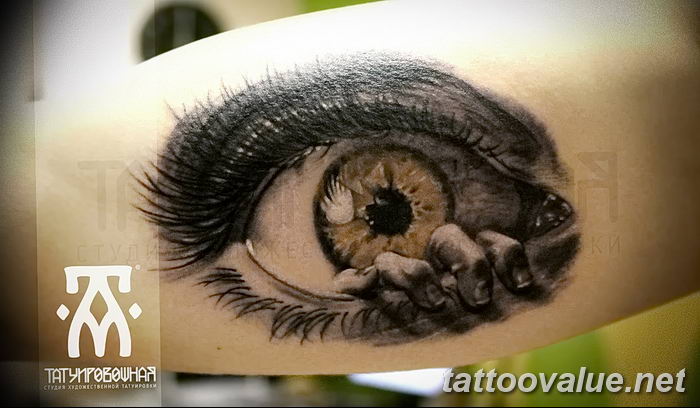 photo of eye tattoo 27.11.2018 №313 - an example of a finished eye tattoo - tattoovalue.net
