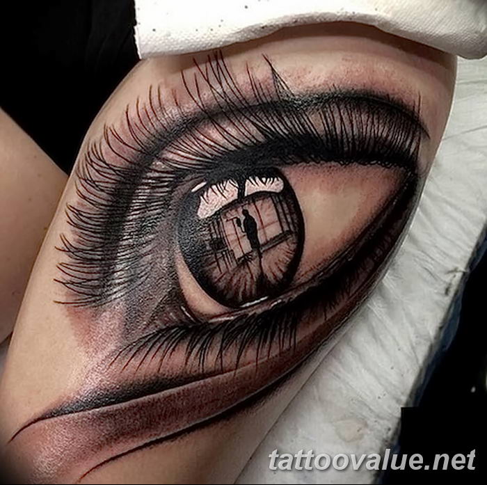 photo of eye tattoo 27.11.2018 №330 - an example of a finished eye tattoo - tattoovalue.net