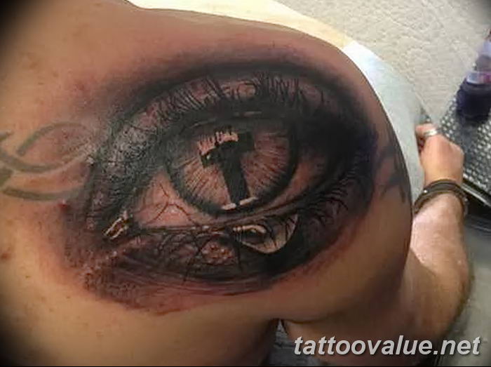photo of eye tattoo 27.11.2018 №396 - an example of a finished eye tattoo - tattoovalue.net