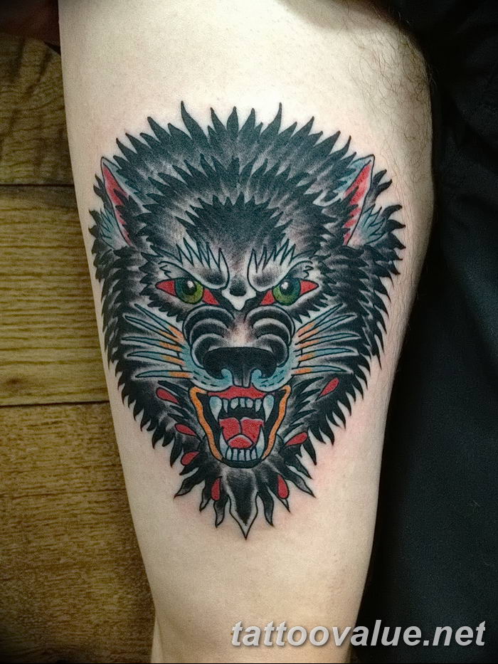 photo of wolf tattoo 27.11.2018 №008 - an example of a finished wolf tattoo - tattoovalue.net
