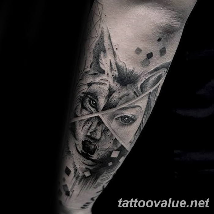 photo of wolf tattoo 27.11.2018 №014 - an example of a finished wolf tattoo - tattoovalue.net