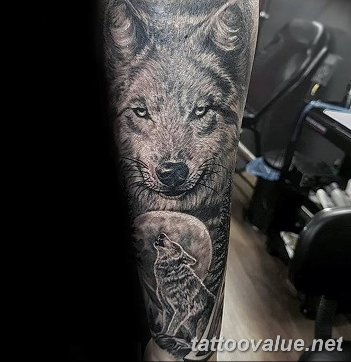 photo of wolf tattoo 27.11.2018 №015 - an example of a finished wolf tattoo - tattoovalue.net