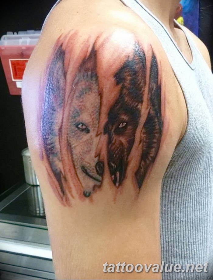 photo of wolf tattoo 27.11.2018 №019 - an example of a finished wolf tattoo - tattoovalue.net