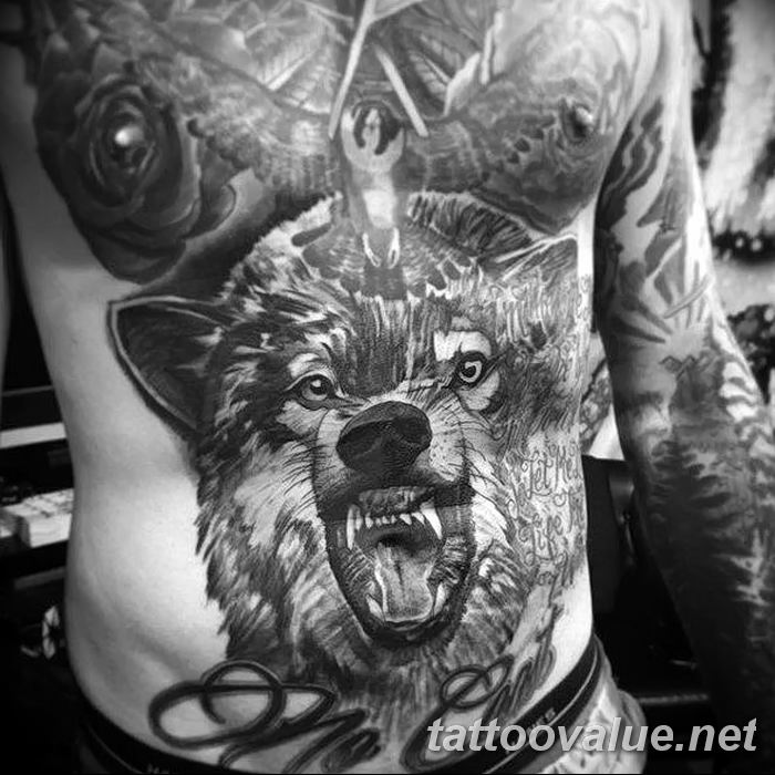 photo of wolf tattoo 27.11.2018 №020 - an example of a finished wolf tattoo - tattoovalue.net