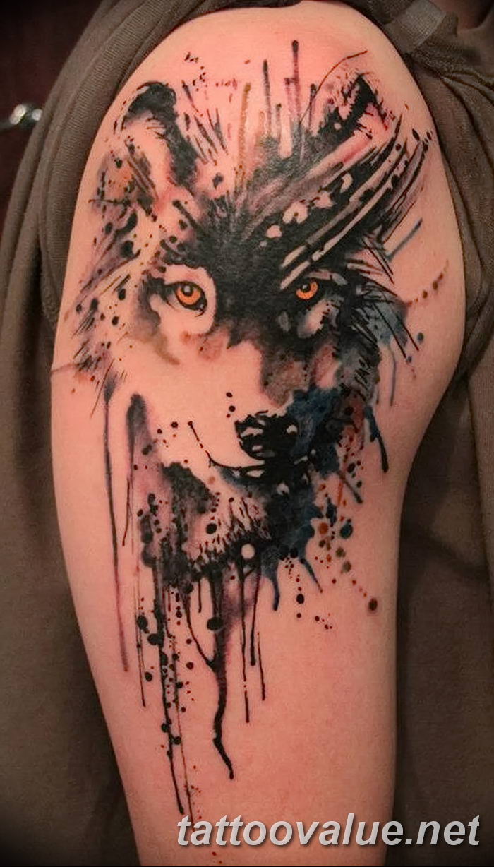 photo of wolf tattoo 27.11.2018 №031 - an example of a finished wolf tattoo - tattoovalue.net