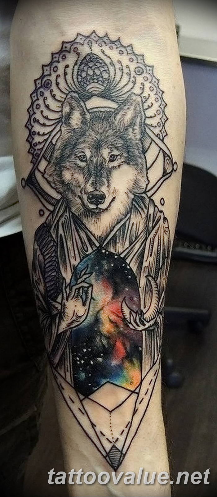 photo of wolf tattoo 27.11.2018 №034 - an example of a finished wolf tattoo - tattoovalue.net