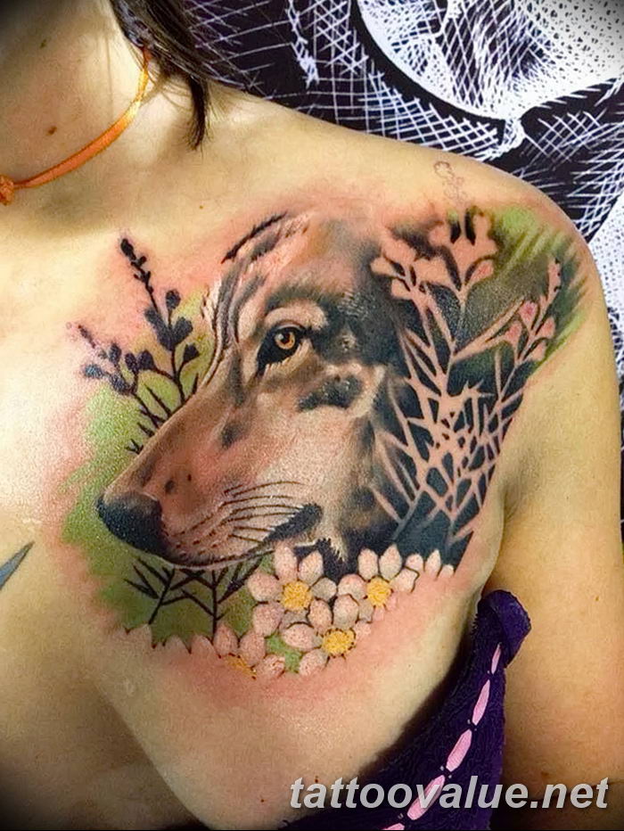 photo of wolf tattoo 27.11.2018 №037 - an example of a finished wolf tattoo - tattoovalue.net