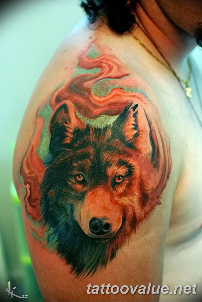 photo of wolf tattoo 27.11.2018 №039 - an example of a finished wolf tattoo - tattoovalue.net