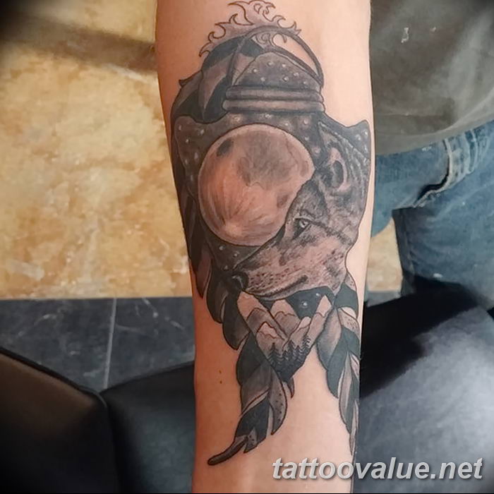 photo of wolf tattoo 27.11.2018 №047 - an example of a finished wolf tattoo - tattoovalue.net