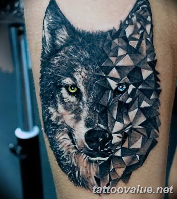 photo of wolf tattoo 27.11.2018 №050 - an example of a finished wolf tattoo - tattoovalue.net