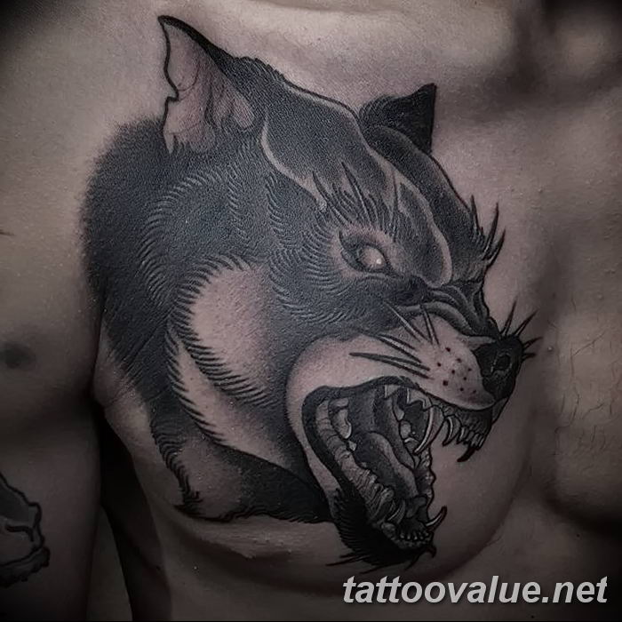 photo of wolf tattoo 27.11.2018 №056 - an example of a finished wolf tattoo - tattoovalue.net