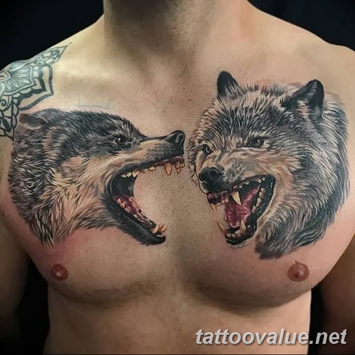 photo of wolf tattoo 27.11.2018 №058 - an example of a finished wolf tattoo - tattoovalue.net