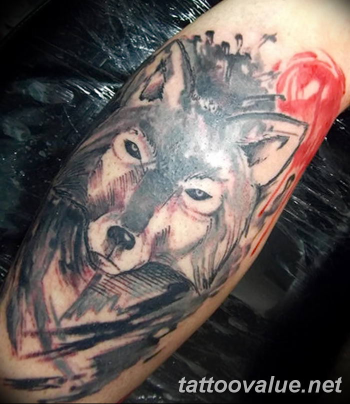 photo of wolf tattoo 27.11.2018 №067 - an example of a finished wolf tattoo - tattoovalue.net