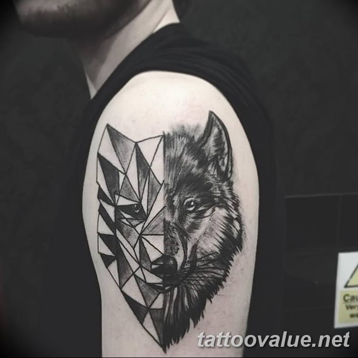 photo of wolf tattoo 27.11.2018 №068 - an example of a finished wolf tattoo - tattoovalue.net