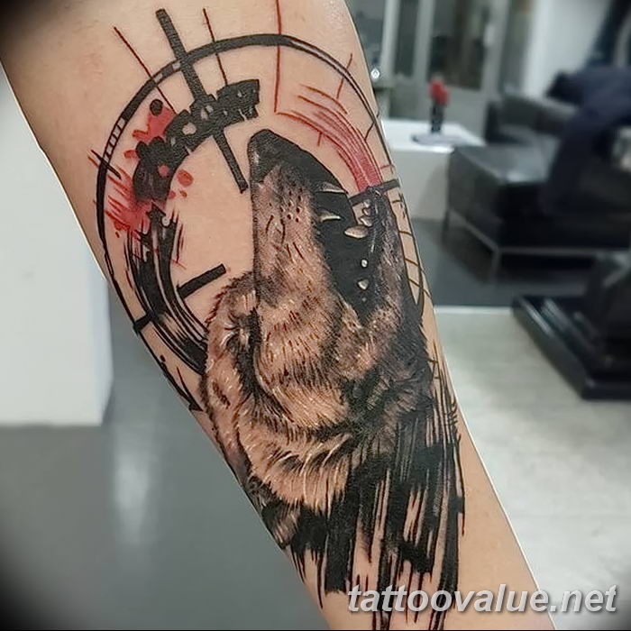 photo of wolf tattoo 27.11.2018 №071 - an example of a finished wolf tattoo - tattoovalue.net
