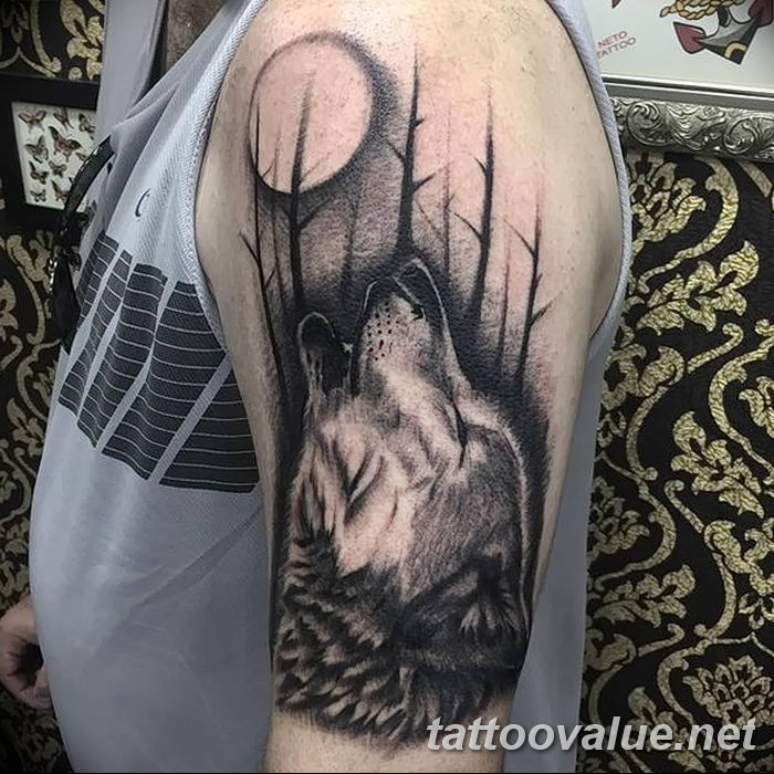 photo of wolf tattoo 27.11.2018 №073 - an example of a finished wolf tattoo - tattoovalue.net