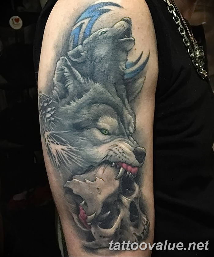 photo of wolf tattoo 27.11.2018 №074 - an example of a finished wolf tattoo - tattoovalue.net
