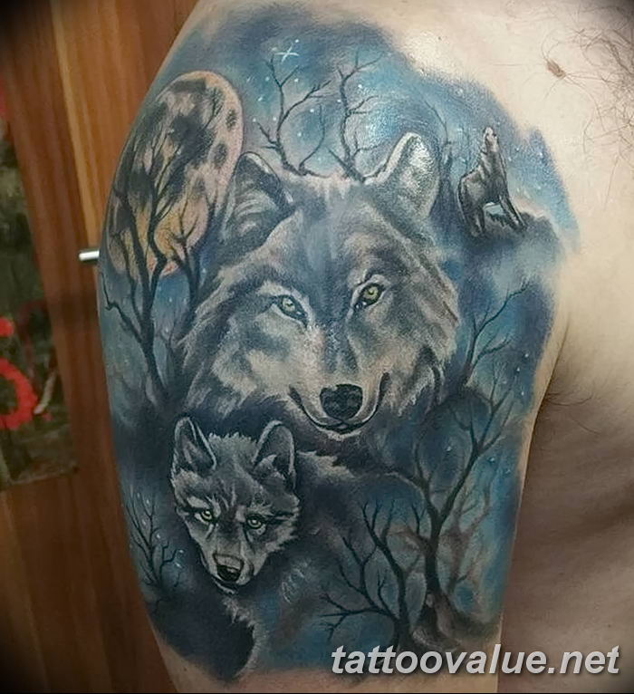 photo of wolf tattoo 27.11.2018 №075 - an example of a finished wolf tattoo - tattoovalue.net