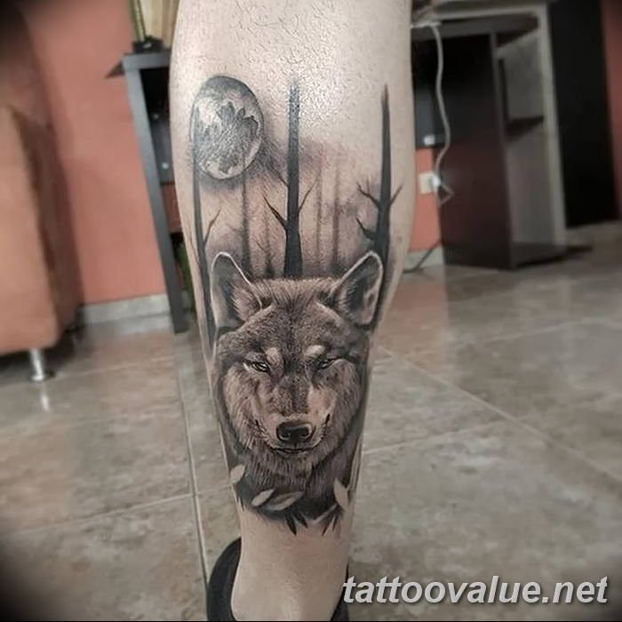 photo of wolf tattoo 27.11.2018 №078 - an example of a finished wolf tattoo - tattoovalue.net