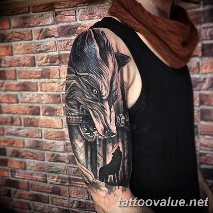 photo of wolf tattoo 27.11.2018 №081 - an example of a finished wolf tattoo - tattoovalue.net