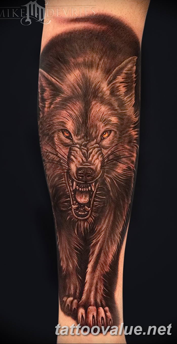 photo of wolf tattoo 27.11.2018 №087 - an example of a finished wolf tattoo - tattoovalue.net