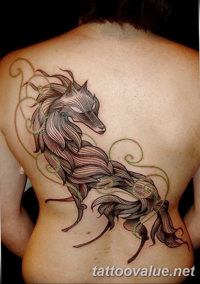 photo of wolf tattoo 27.11.2018 №088 - an example of a finished wolf tattoo - tattoovalue.net