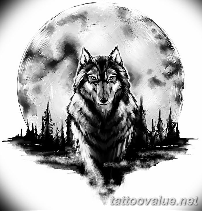 photo of wolf tattoo 27.11.2018 №093 - an example of a finished wolf tattoo - tattoovalue.net