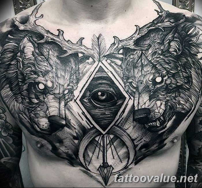 photo of wolf tattoo 27.11.2018 №103 - an example of a finished wolf tattoo - tattoovalue.net