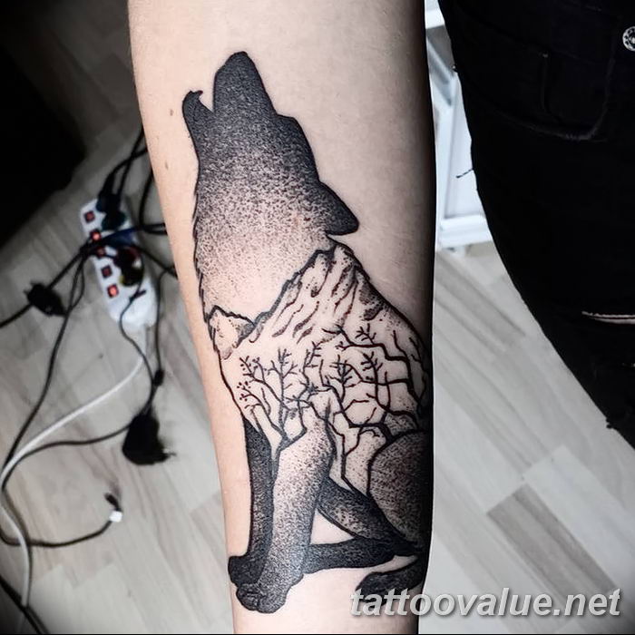 photo of wolf tattoo 27.11.2018 №108 - an example of a finished wolf tattoo - tattoovalue.net