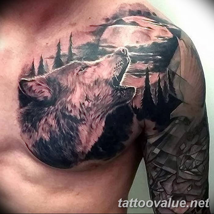 photo of wolf tattoo 27.11.2018 №111 - an example of a finished wolf tattoo - tattoovalue.net