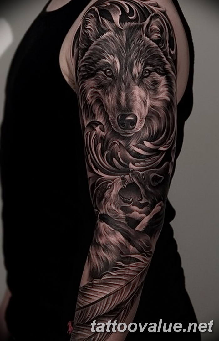 photo of wolf tattoo 27.11.2018 №113 - an example of a finished wolf tattoo - tattoovalue.net