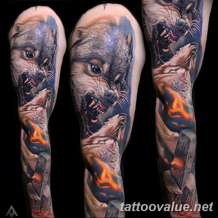 photo of wolf tattoo 27.11.2018 №121 - an example of a finished wolf tattoo - tattoovalue.net