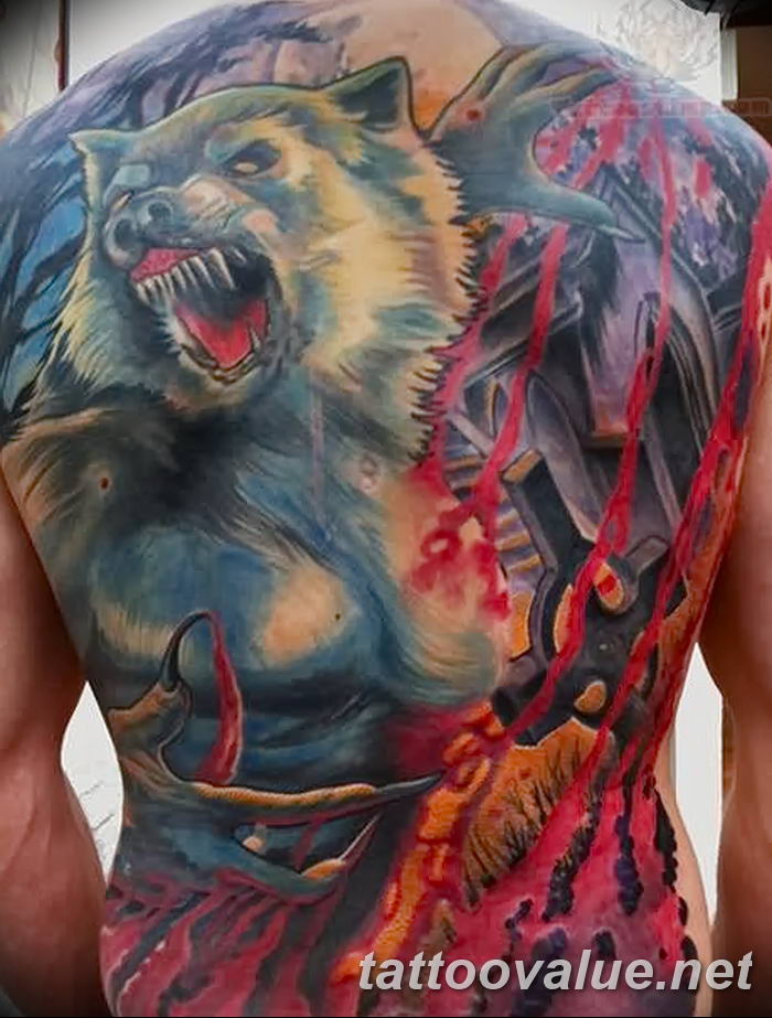 photo of wolf tattoo 27.11.2018 №126 - an example of a finished wolf tattoo - tattoovalue.net