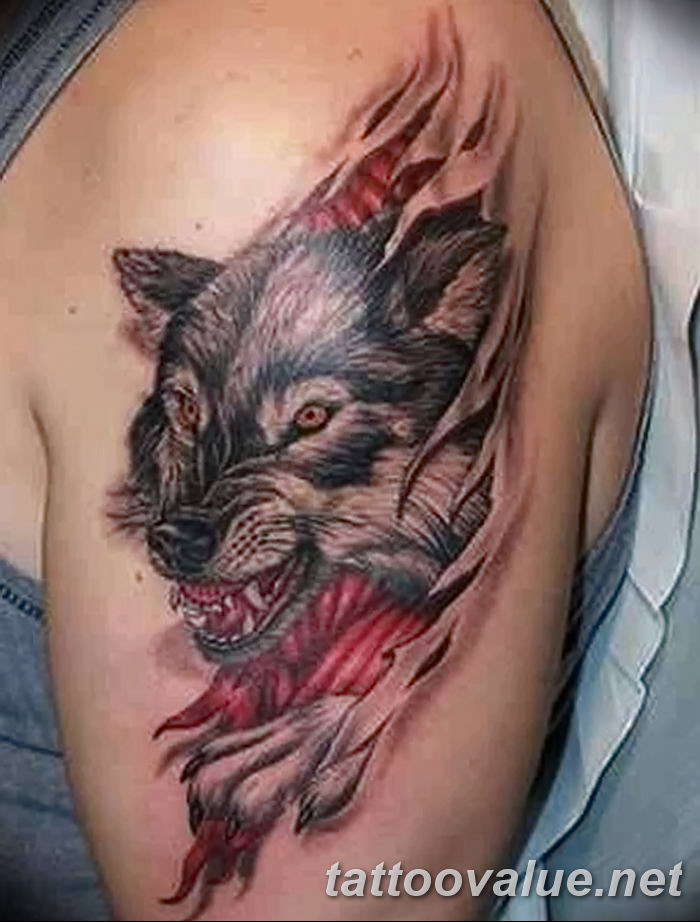 photo of wolf tattoo 27.11.2018 №129 - an example of a finished wolf tattoo - tattoovalue.net