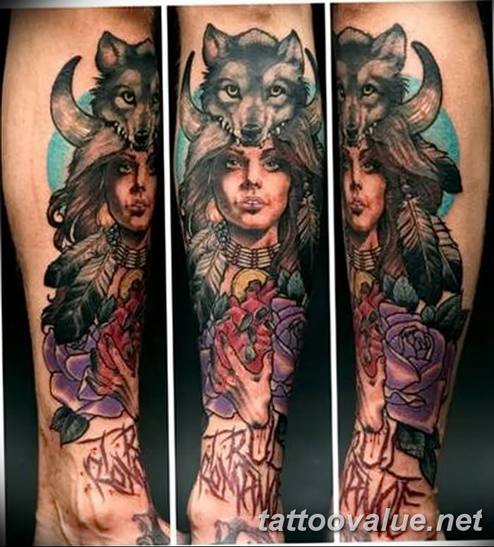 photo of wolf tattoo 27.11.2018 №133 - an example of a finished wolf tattoo - tattoovalue.net