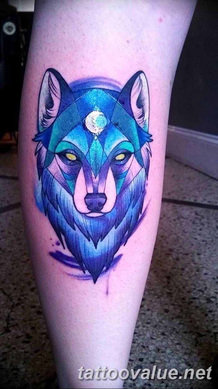 photo of wolf tattoo 27.11.2018 №136 - an example of a finished wolf tattoo - tattoovalue.net