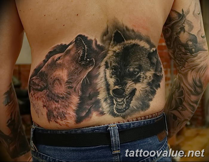 photo of wolf tattoo 27.11.2018 №139 - an example of a finished wolf tattoo - tattoovalue.net