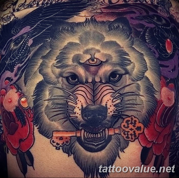 photo of wolf tattoo 27.11.2018 №142 - an example of a finished wolf tattoo - tattoovalue.net