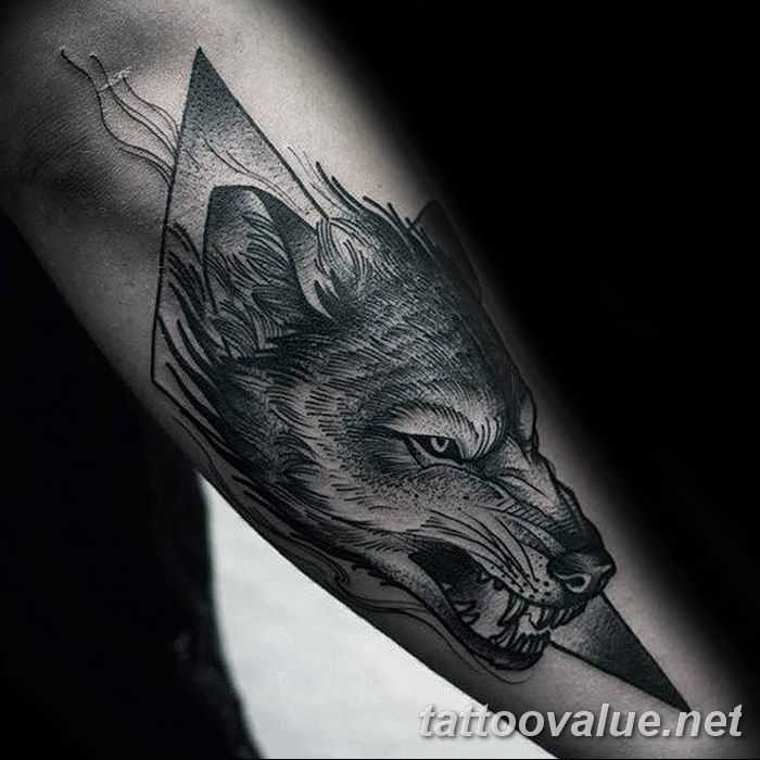 photo of wolf tattoo 27.11.2018 №145 - an example of a finished wolf tattoo - tattoovalue.net