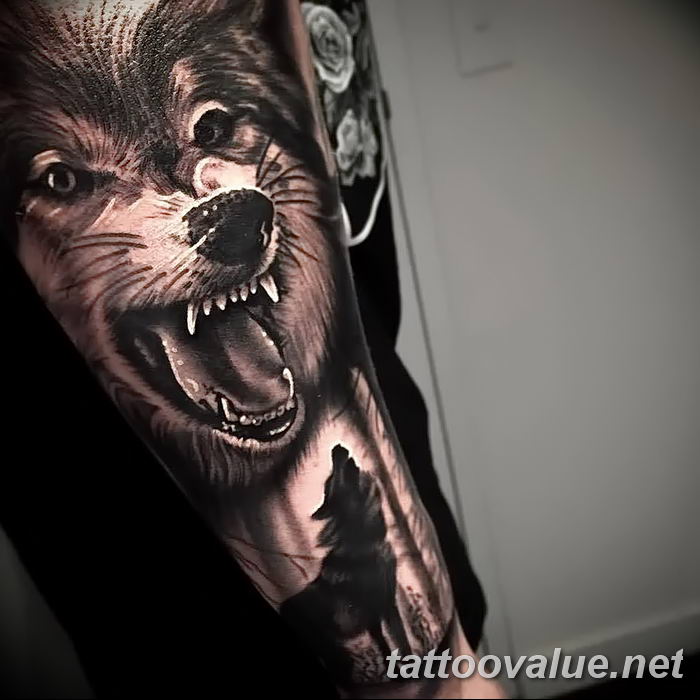 photo of wolf tattoo 27.11.2018 №147 - an example of a finished wolf tattoo - tattoovalue.net