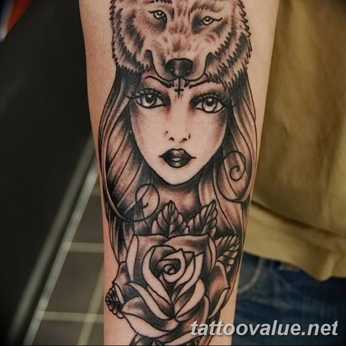 photo of wolf tattoo 27.11.2018 №164 - an example of a finished wolf tattoo - tattoovalue.net