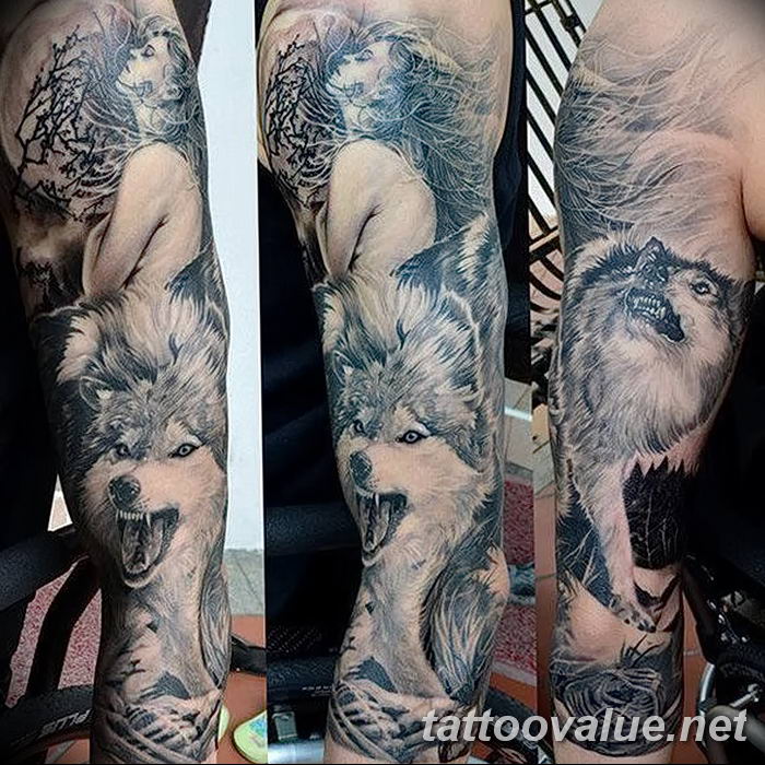photo of wolf tattoo 27.11.2018 №172 - an example of a finished wolf tattoo - tattoovalue.net